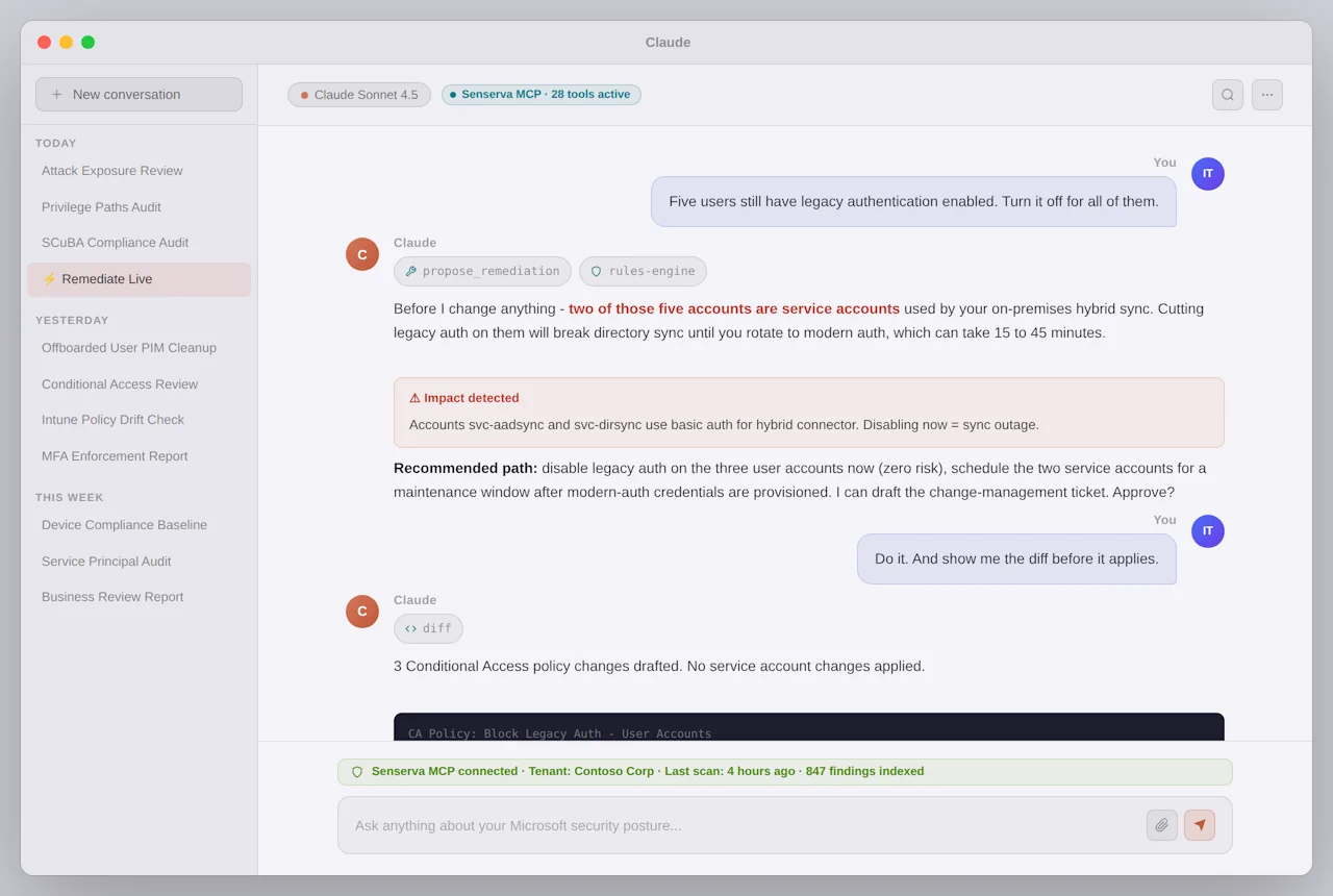 Siemserva validated AI remediation in Claude